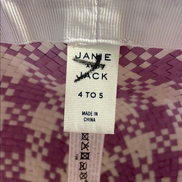 Janie and Jack Lavender Gingham Straw Sun Hat size 4-5 years - Picture 5 of 14